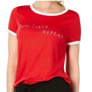 Jenni Women's Ringer Short Sleeve Lounge Pajama Top T-Shirt, Red